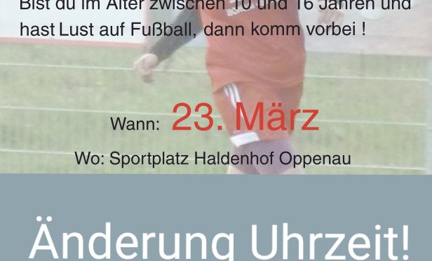 MÄDCHENFUSSBALL SCHNUPPERTAG 23. März von 15:00 – 16:30 H