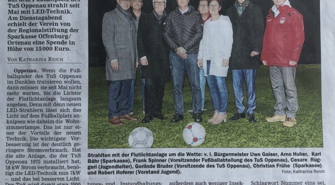 Regionalstiftung der Sparkasse Offenburg/Ortenau  unterst&uuml;tzt  TuS Oppenau