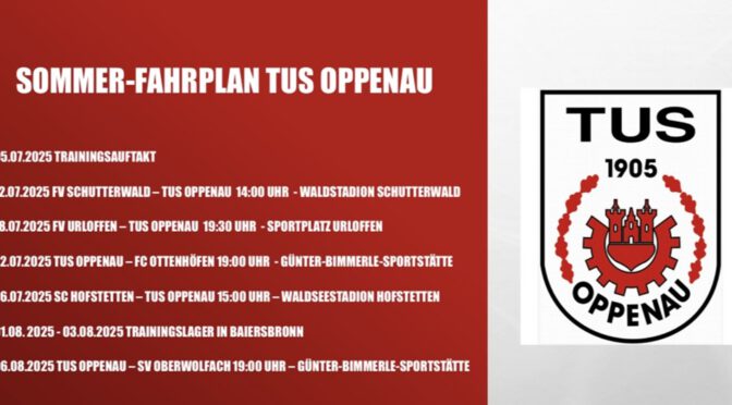 Sommer-Fahrplan TuS Oppenau